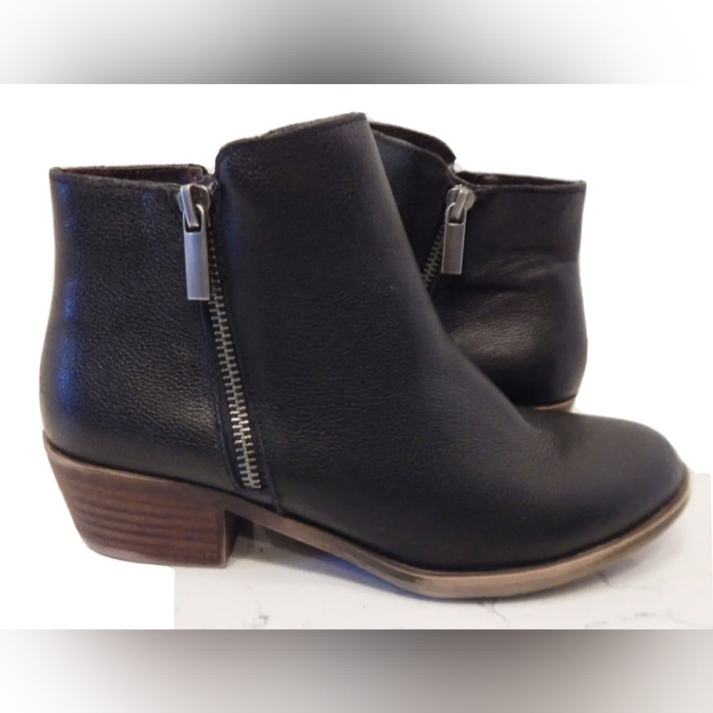 Kensie Ghita Women’s Black Leather Ankle Boots with Side Zip